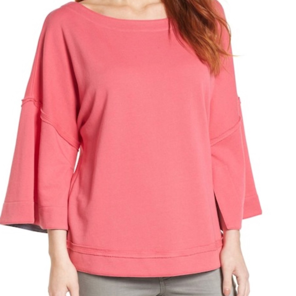 Caslon Pink split sleeve sweatshirt 3/4 sleeve S